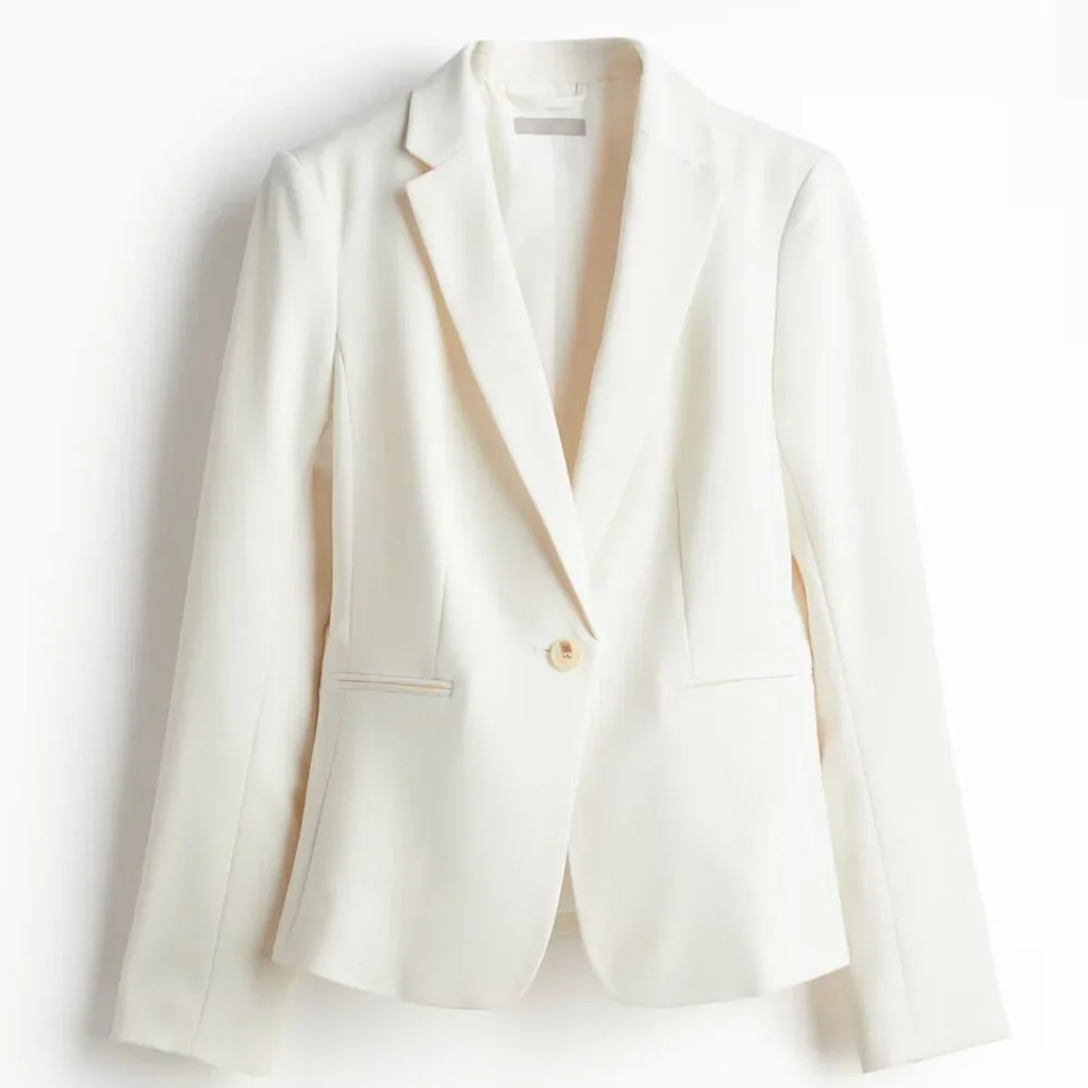 NWOT H&M Cream Fitted Jacket Blazer - Picture 2 of 8